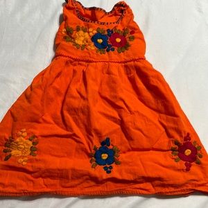 Orange Mexican embroidered dress